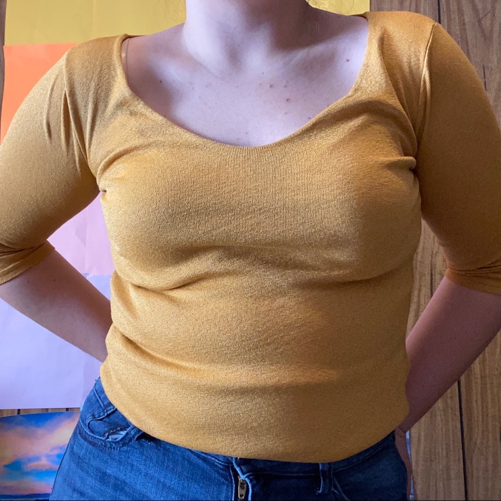 Gold midi sleeve top